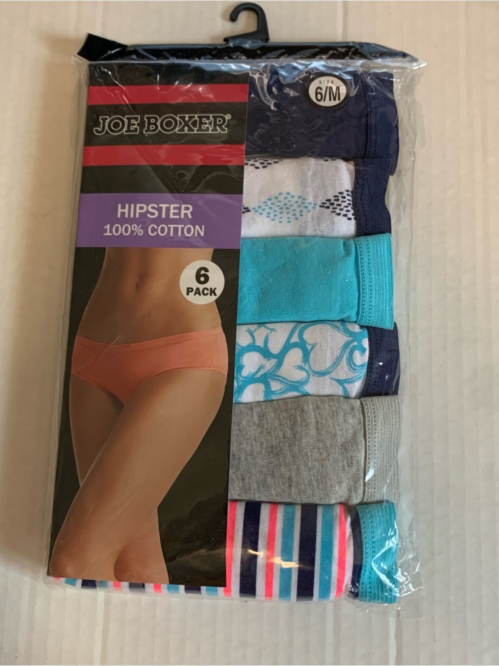 Womens Underwear Joe Boxer Hipster Panties 100% Cotton 6 pack Sz 6 NOS RARE